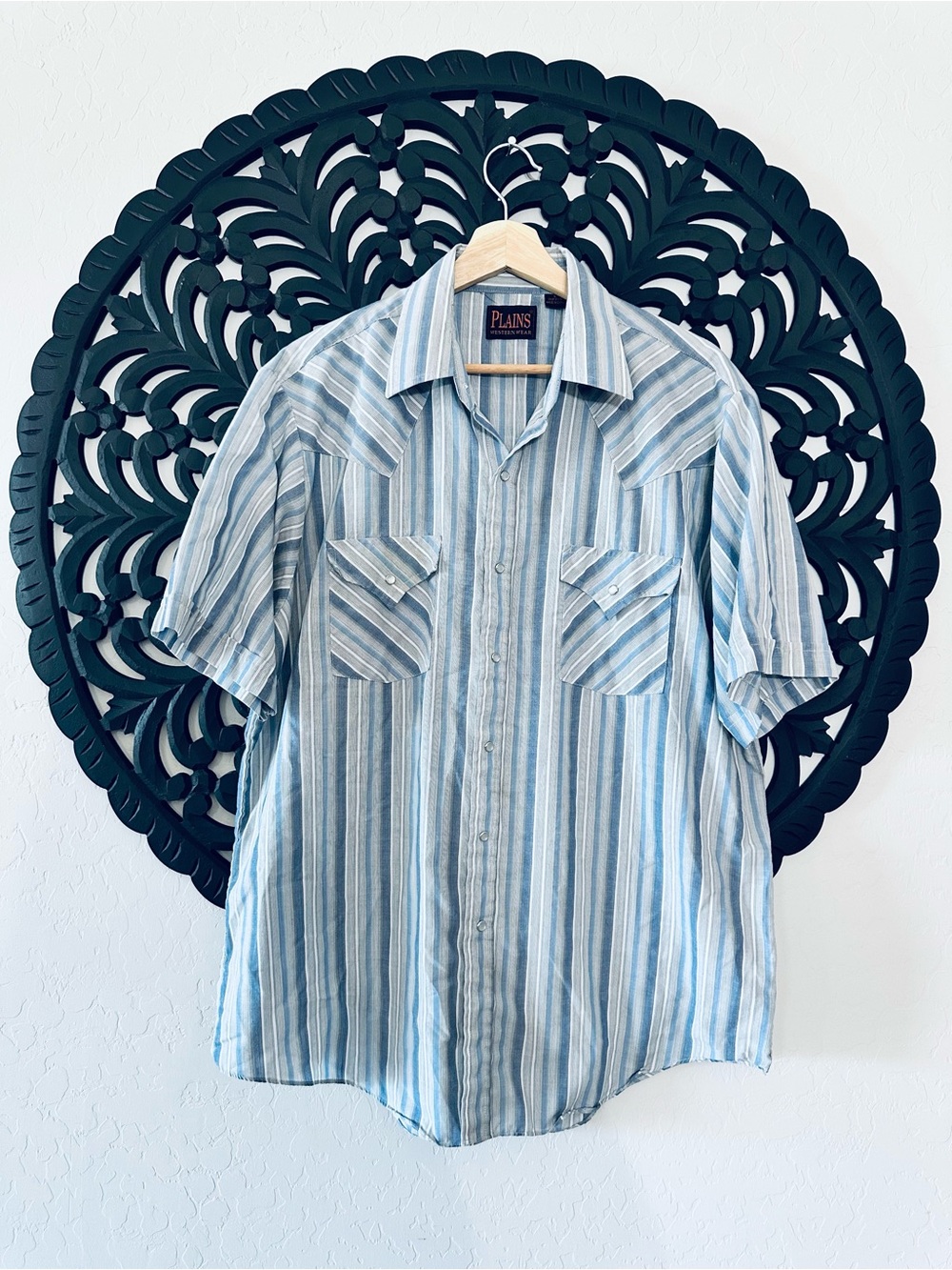 Plains Western Wear Pearl Snap Button Down Shirt